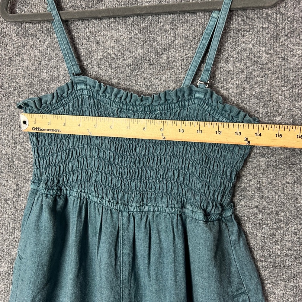 PILCRO by Urban Outfitters Smocked Bodice Linen‎ Blend Romper Teal XS - Picture 5 of 9